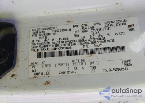 2017 Ford F150 Super Cab из США, поврежденный, VIN 1FTFX1EG4HKC01806